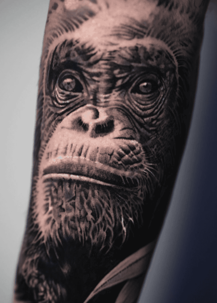 Chimpanzee Happy Ape Tattoo