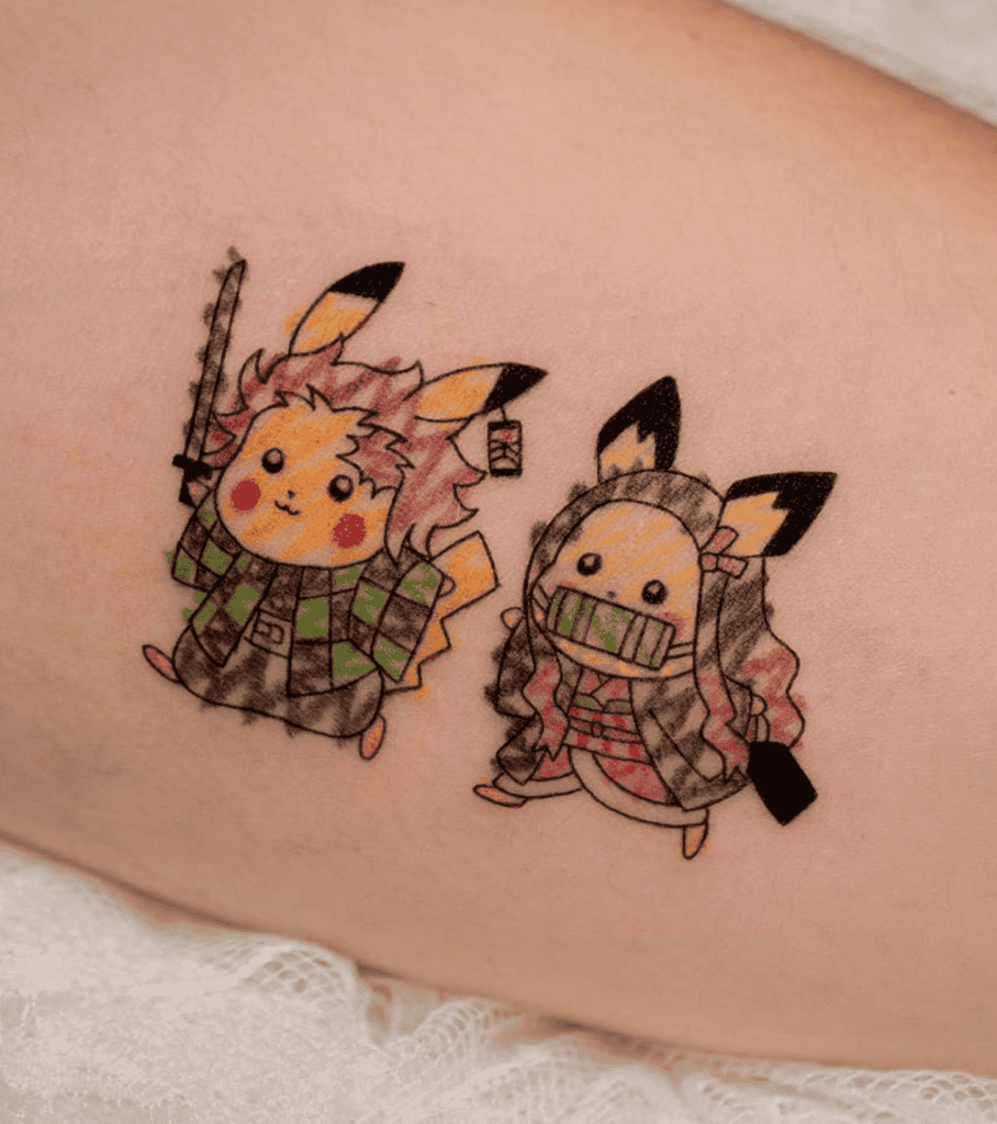 Demon Slayer X Pokémon Pikachu Tattoo