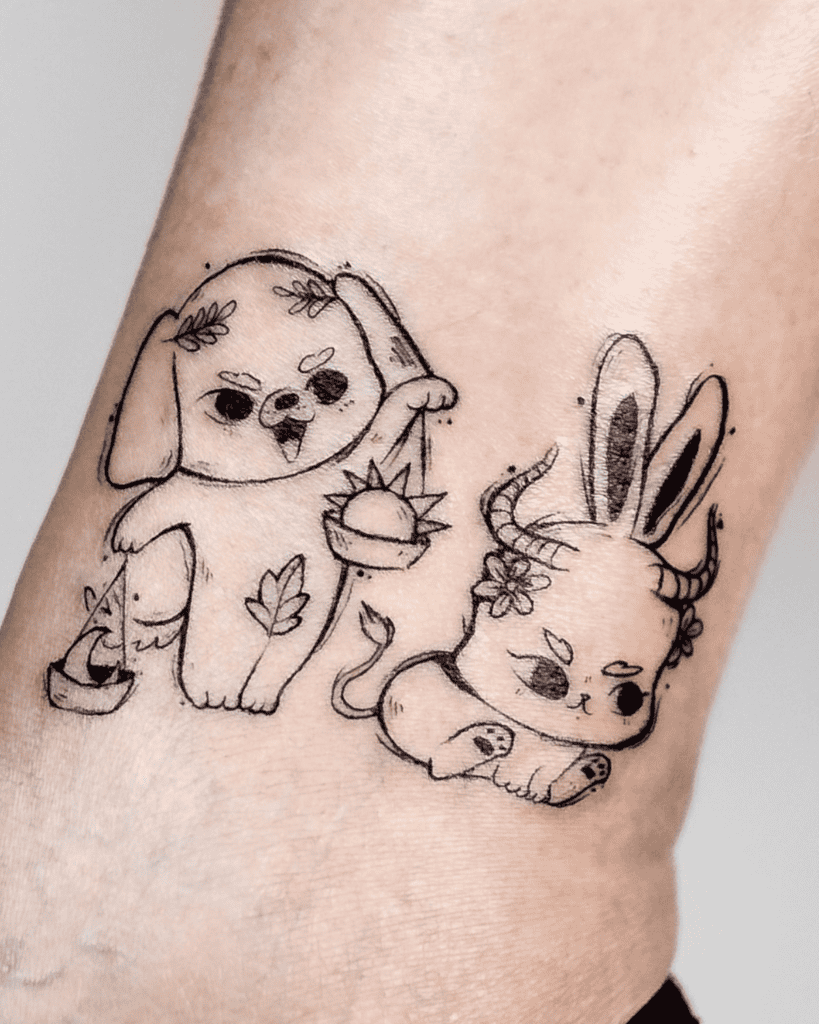 Dog Cute Lunar Zodiac Tattoo