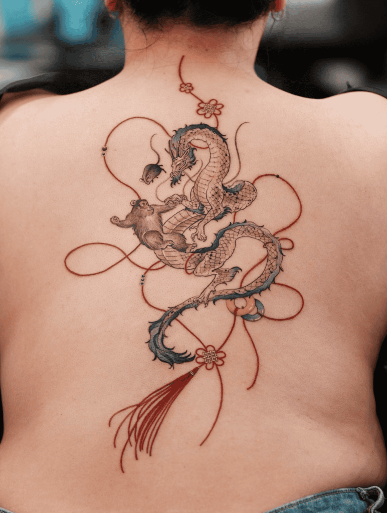 Dragon Family Lunar Zodiac Tattoo