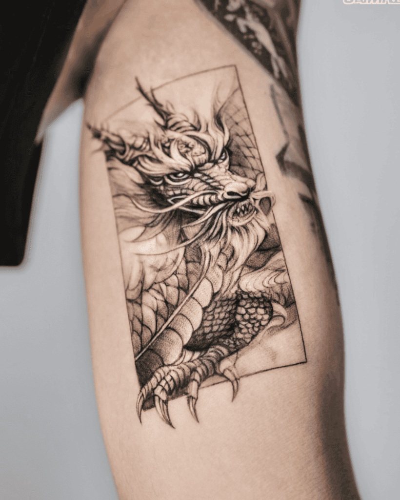 Dragon Frame Lunar Zodiac Tattoo
