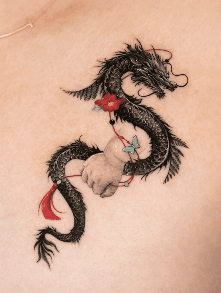 Dragon Hand Lunar Zodiac Tattoo