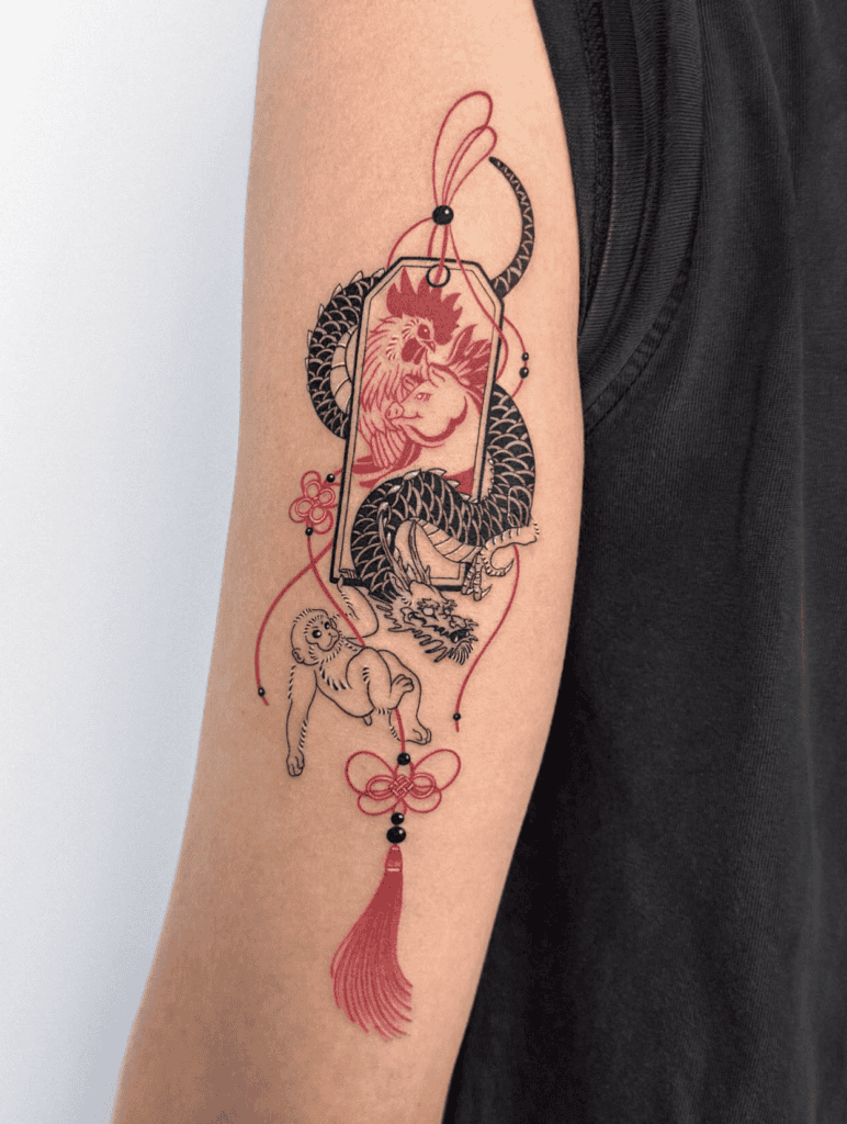 Dragon Norigae Lunar Zodiac Tattoo
