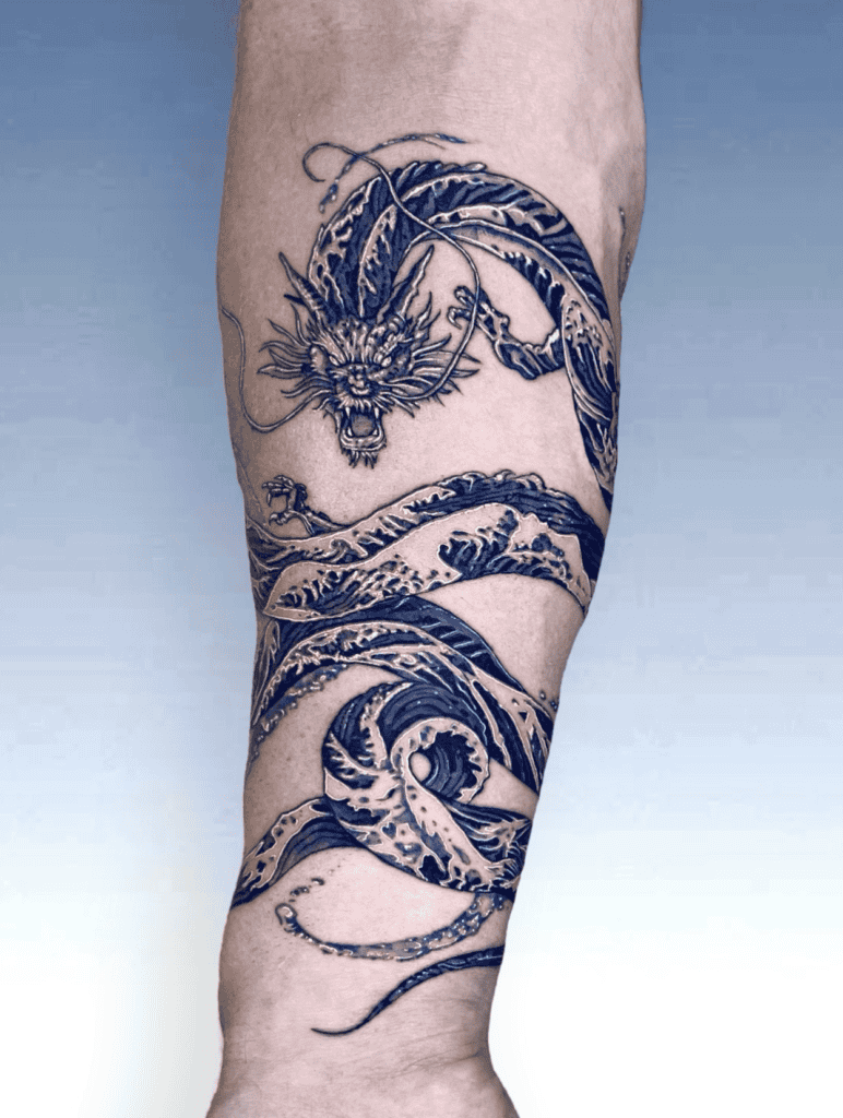 Dragon Sea Lunar Zodiac Tattoo