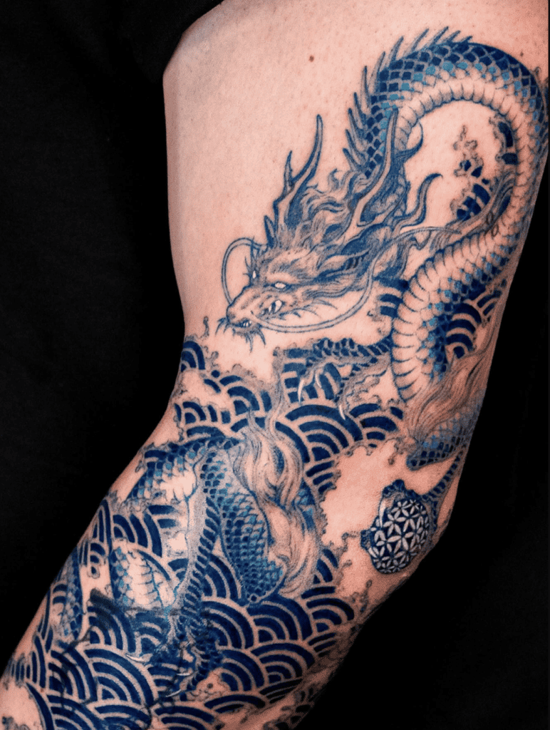 Dragon Water Lunar Zodiac Tattoo