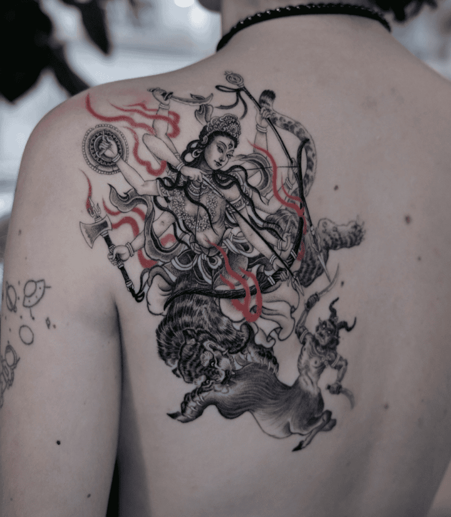 Durga Diva Hindu Mythology Tattoo