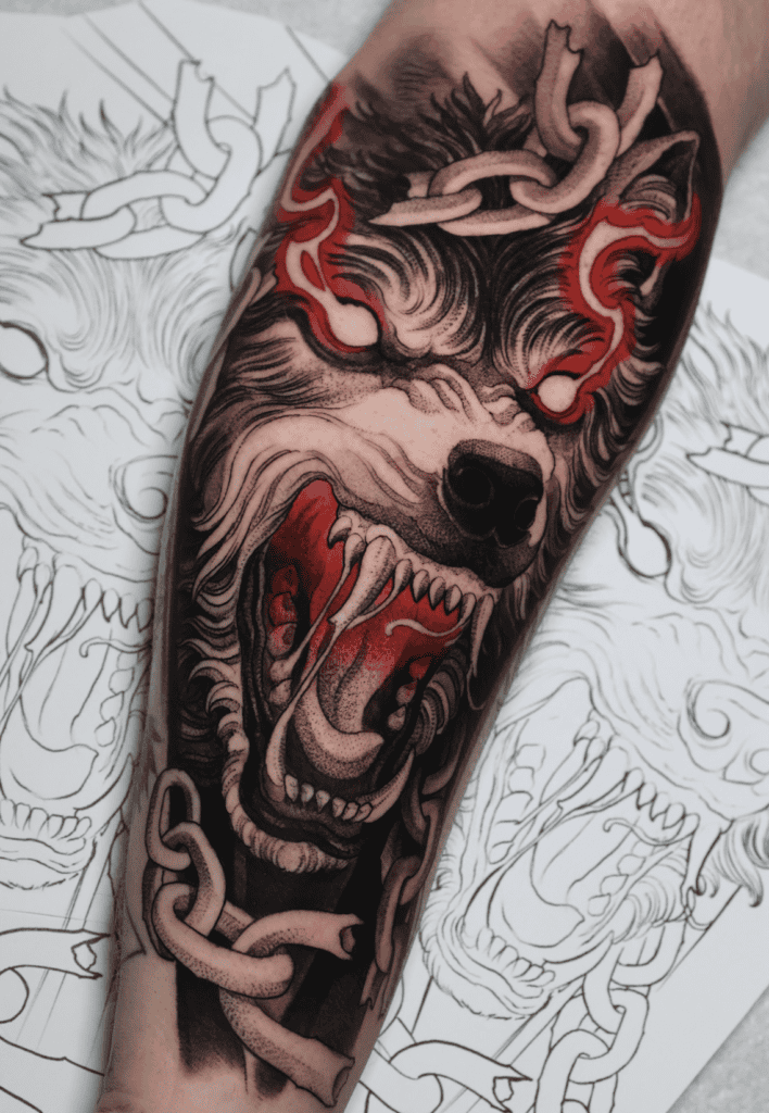 Fenrir Eyes Norse Mythology Tattoo