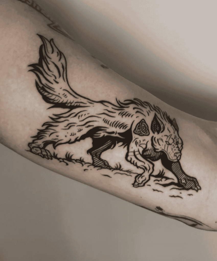 Fenrir Prowl Norse Mythology Tattoo