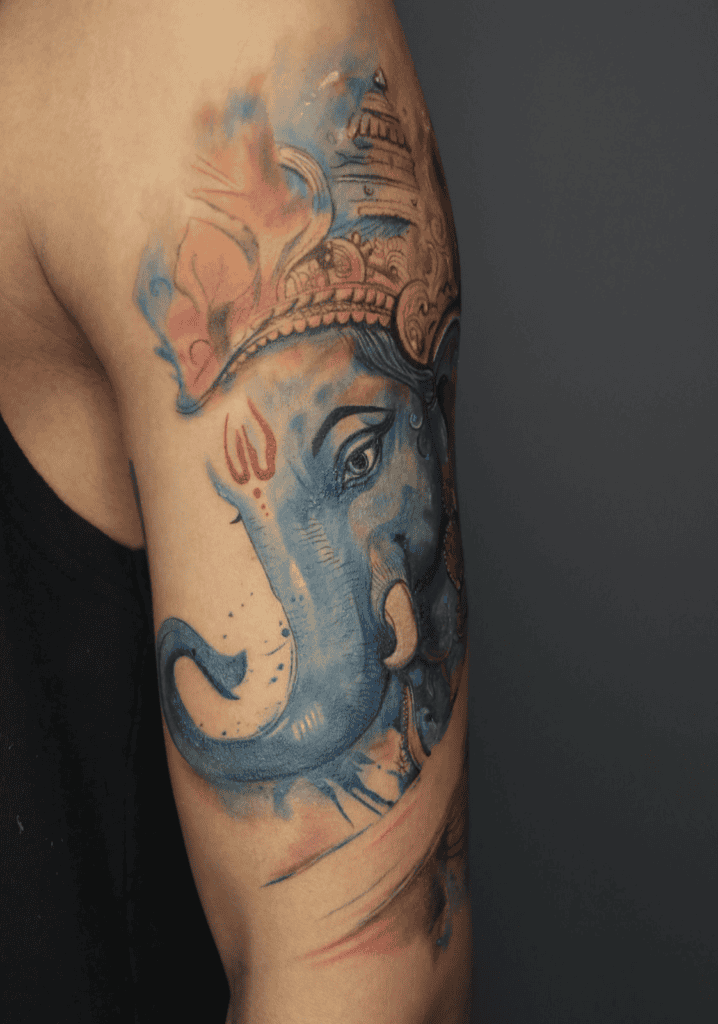 Ganesha Blue Hindu Mythology Tattoo
