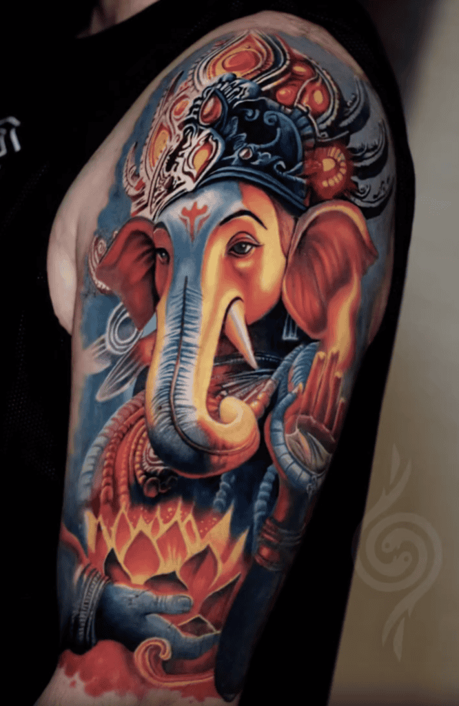 Ganesha Colour Hindu Mythology Tattoo