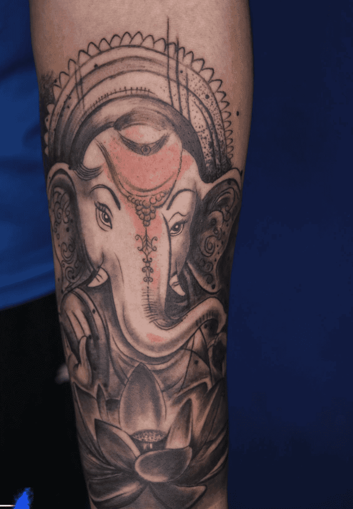 Ganesha Orange Hindu Mythology Tattoo
