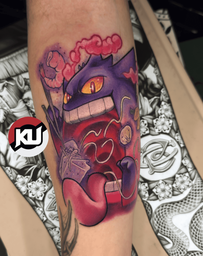 Gengar Eating Gigantamax Pokémon Tattoo