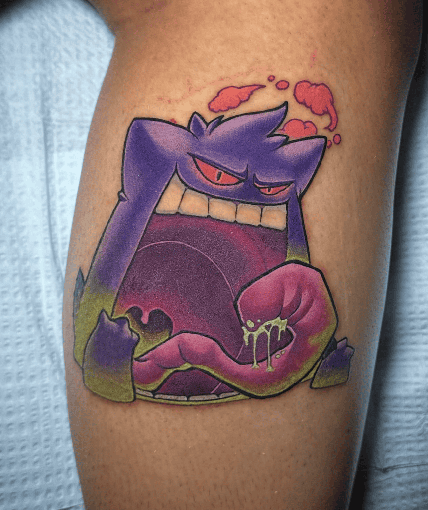 Gengar Tounge Gigantamax Pokémon Tattoo