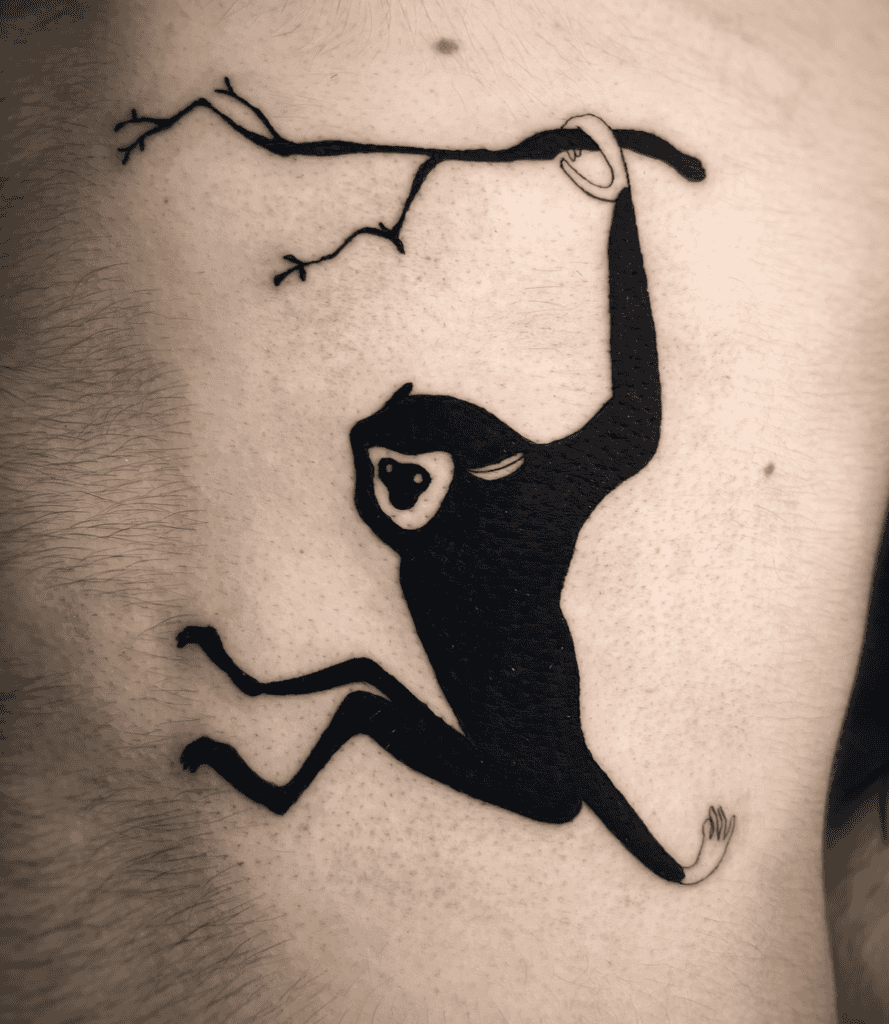 Gibbon Black Ape Tattoo
