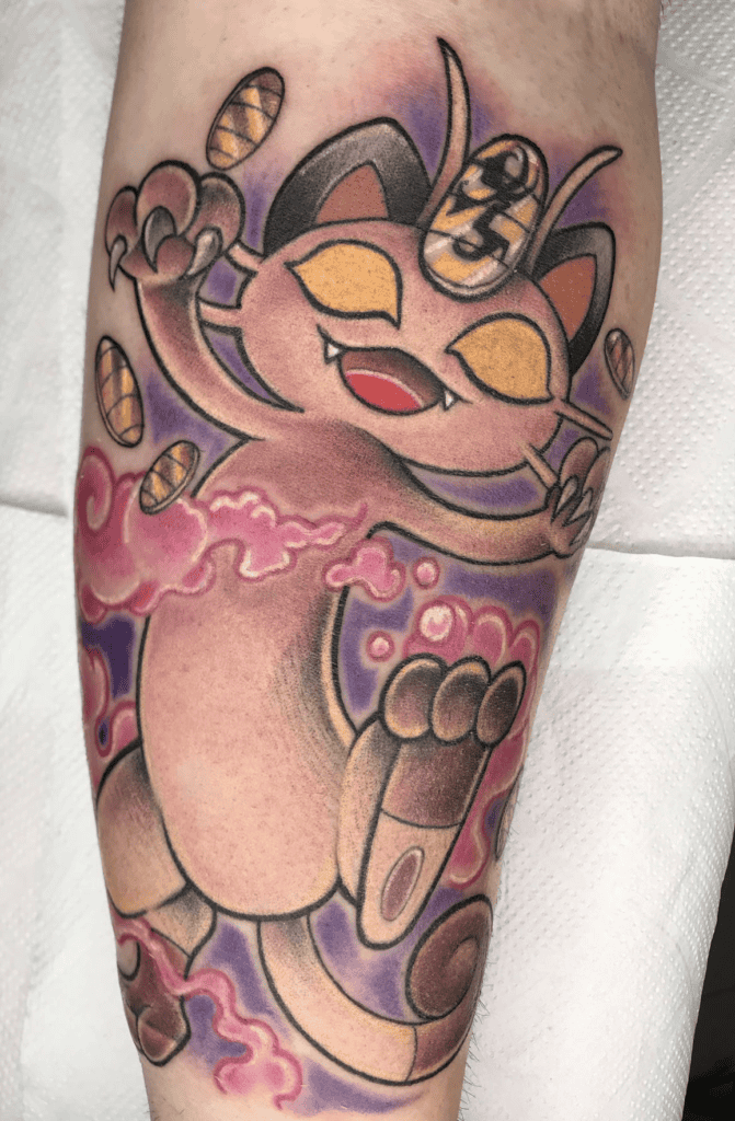 Gigantamax Meowth Pokémon Tattoo