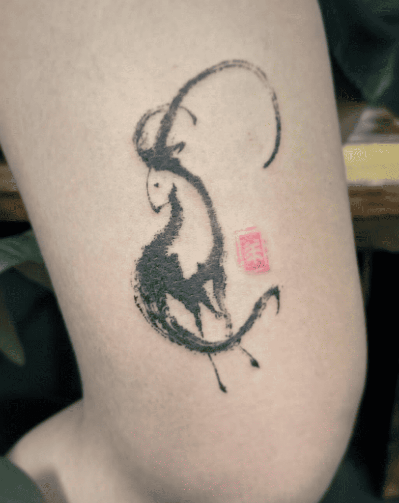 Goat Simple Lunar Zodiac Tattoo