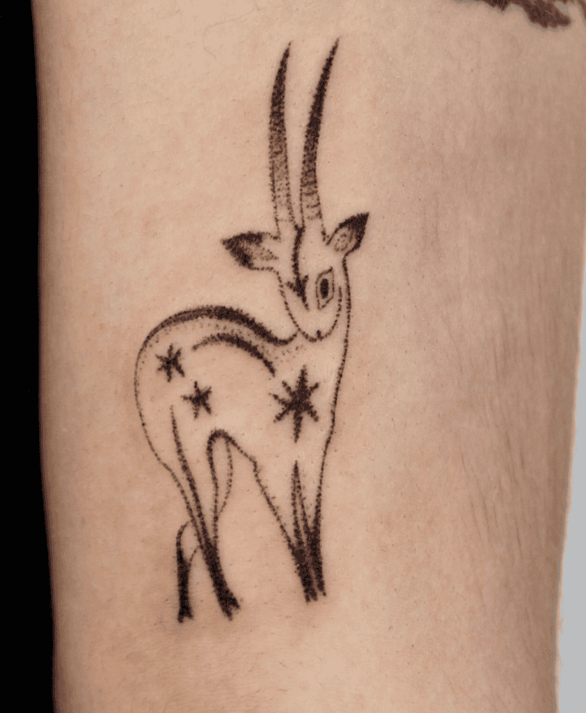 Goat Slim Lunar Zodiac Tattoo