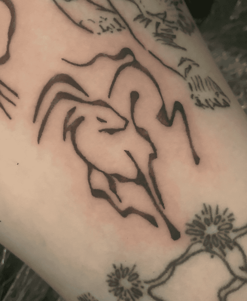 Goat Tribal Lunar Zodiac Tattoo