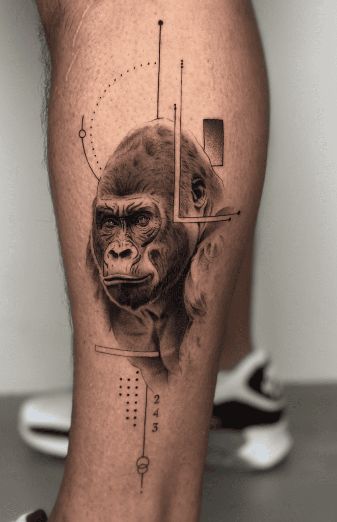 Gorilla Fine Line Ape Tattoo