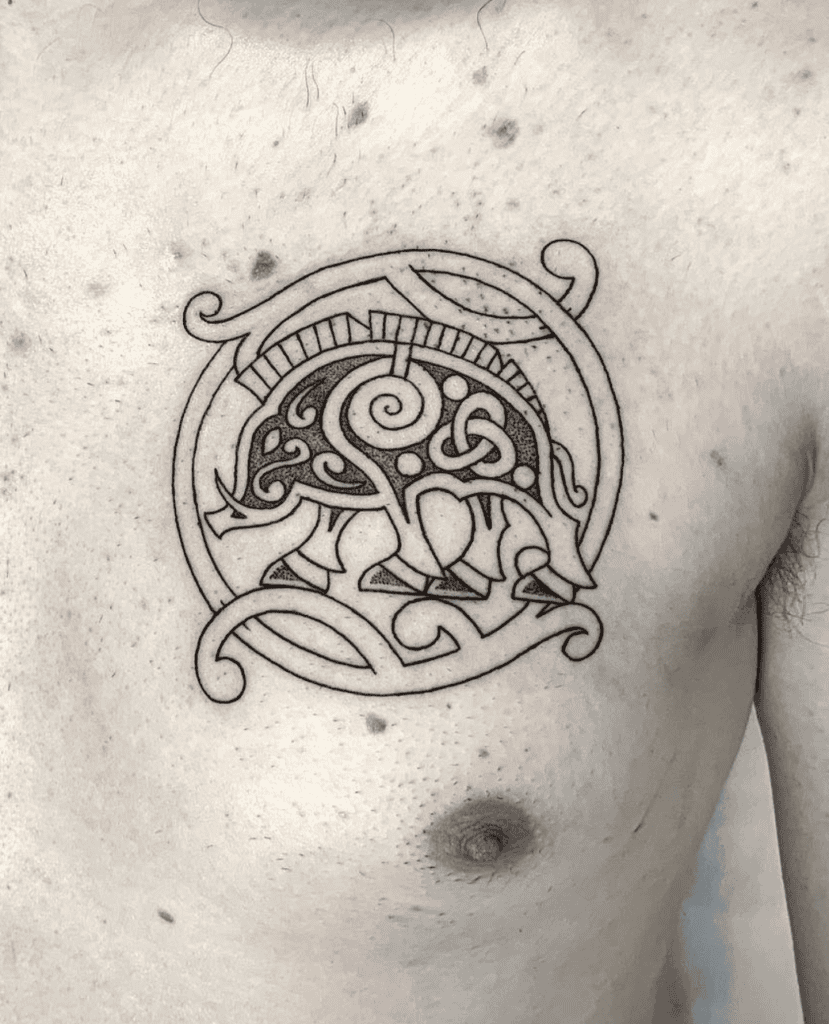 Gullinbursti Crest Norse Mythology Tattoo