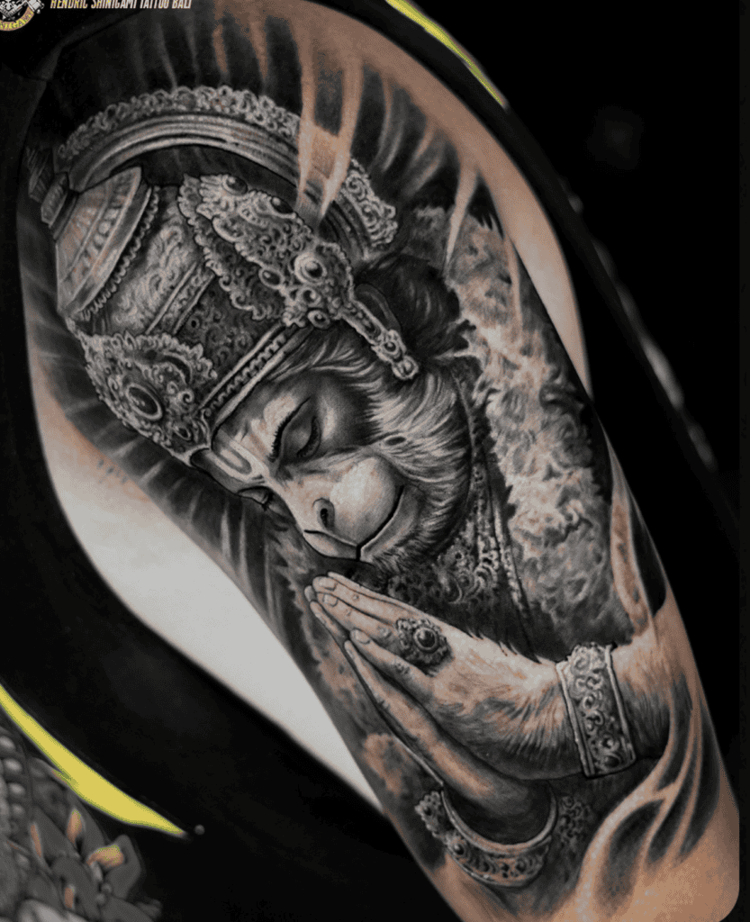 Hanuman Pray Hindu Mythology Tattoo