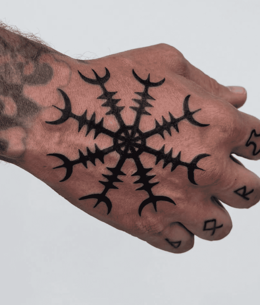 Helm of Awe Hand Norse Mythology Tattoo