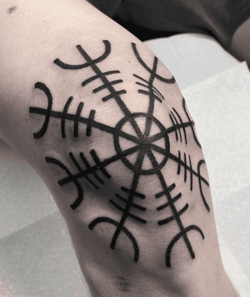 Helm of Awe Knee Norse Mythology Tattoo