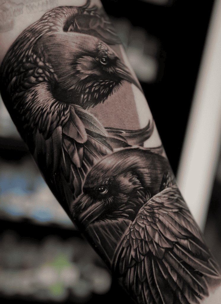 Huginn & Muninn Birds Norse Mythology Tattoo