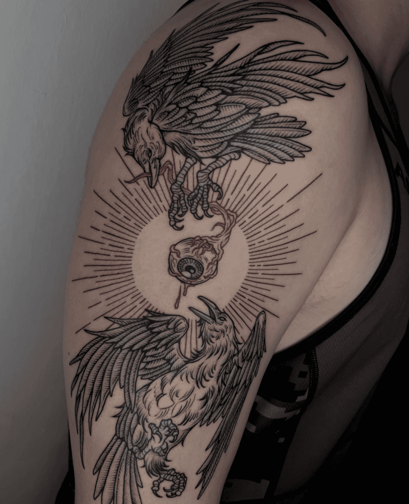 Huginn & Muninn Eye Norse Mythology Tattoo