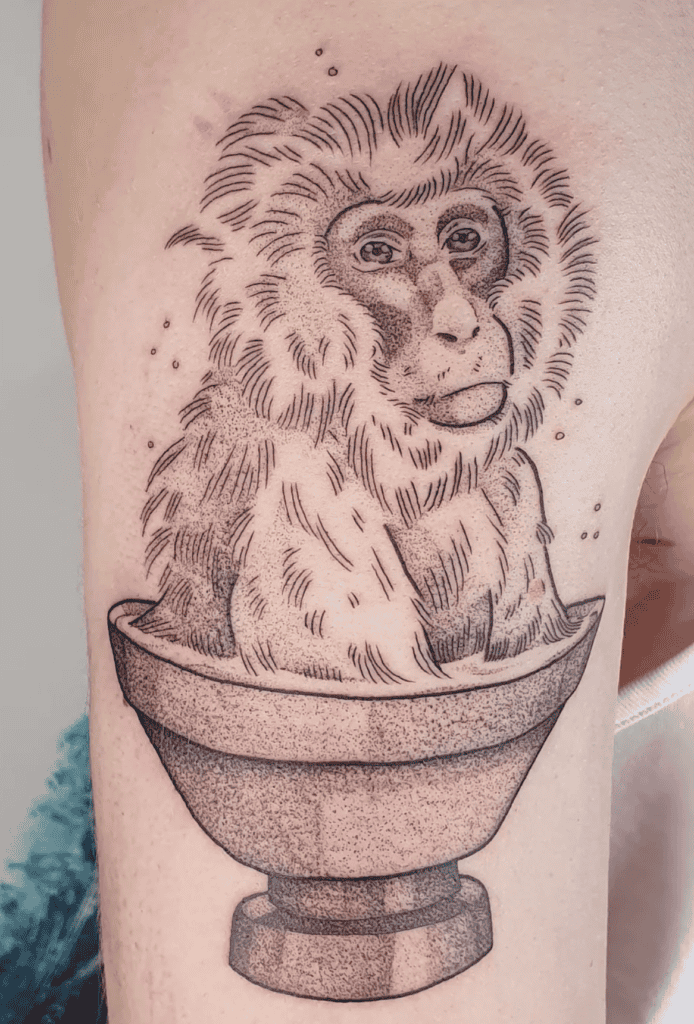 Japanese Macaque Bowl Monkey Tattoo