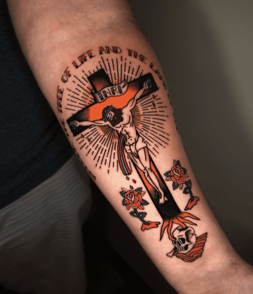 Jesus Christ Cross Christian Mythology Tattoo