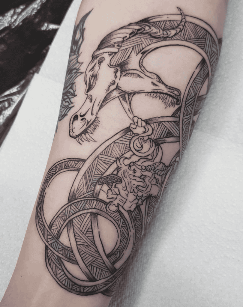 Jörmungandr Loop Norse Mythology Tattoo