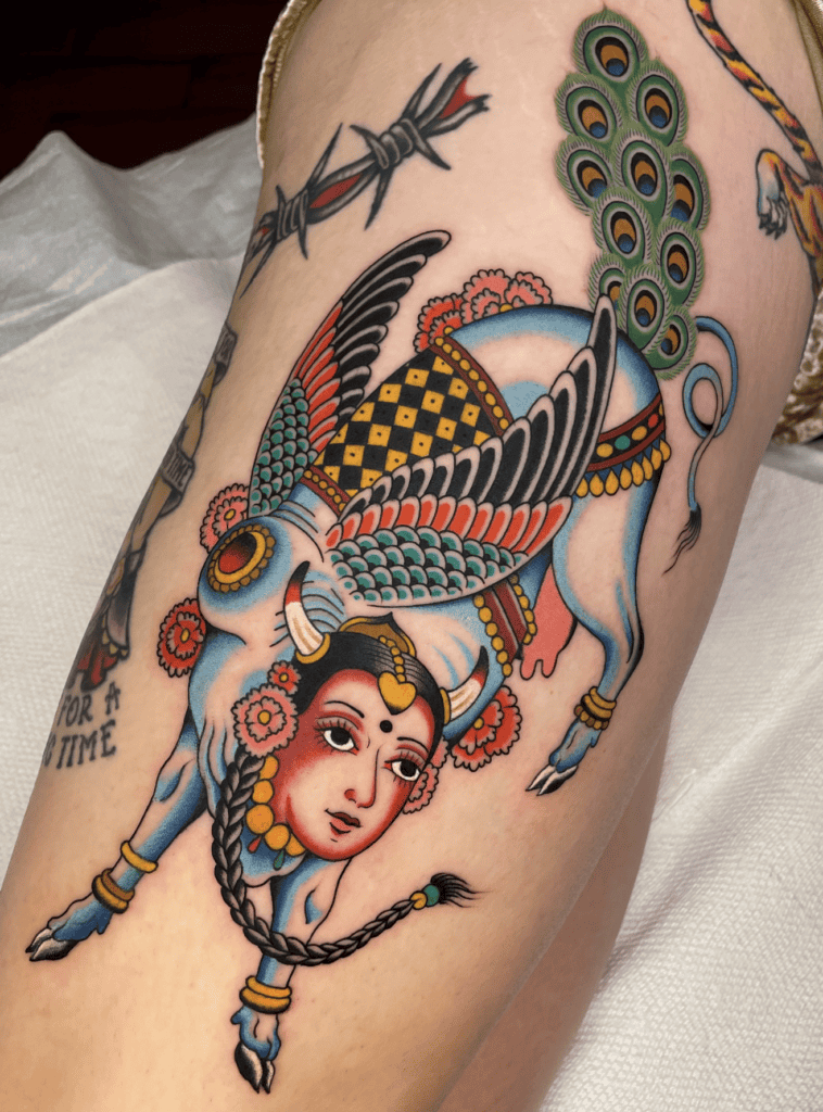 Kamadhenu Bull Hindu Mythology Tattoo
