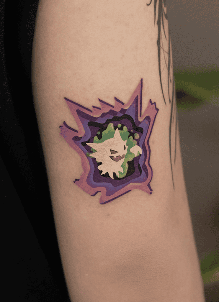 Kanto Gengar line Pokémon Tattoo