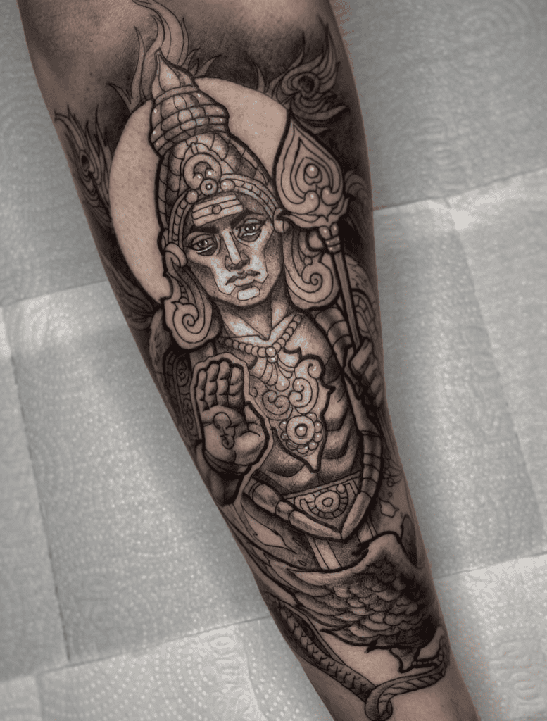 Kartikeya God Hindu Mythology Tattoo