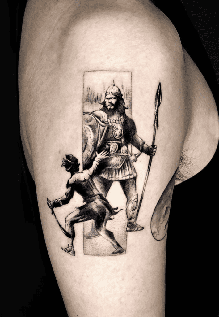 King David Goliath Christian Mythology Tattoo