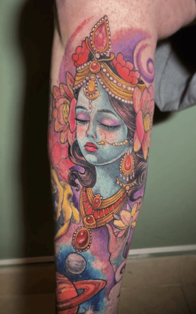 Lakshmi Blue Hindu Mythology Tattoo