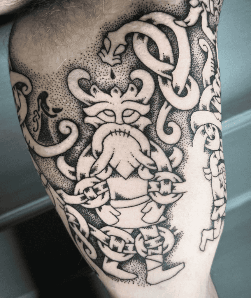 Loki Binding Norse Mythology Tattoo