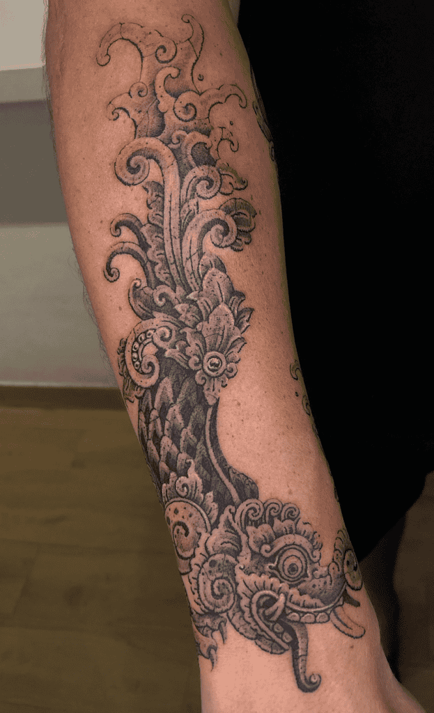 Makara Statue Hindu Mythology Tattoo