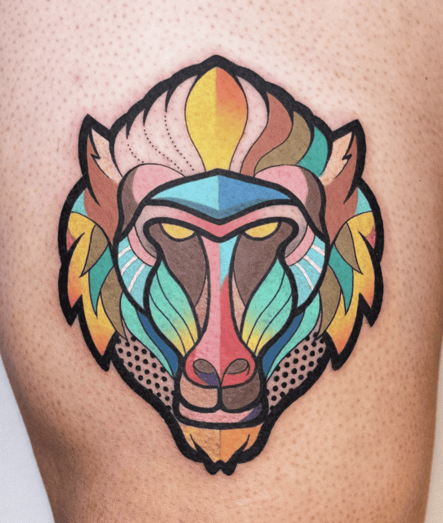 Mandrill Colourful Monkey Tattoo
