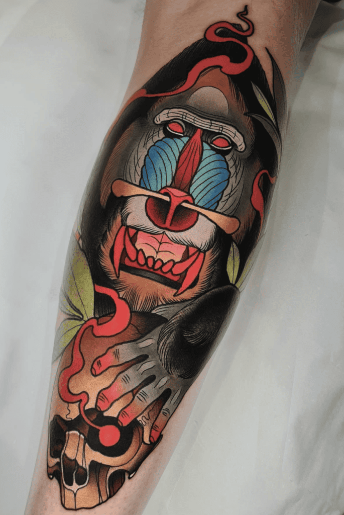 Mandrill Skull Monkey Tattoo