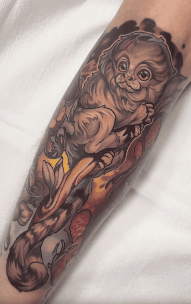 Marmoset Monkey Climb Tattoo