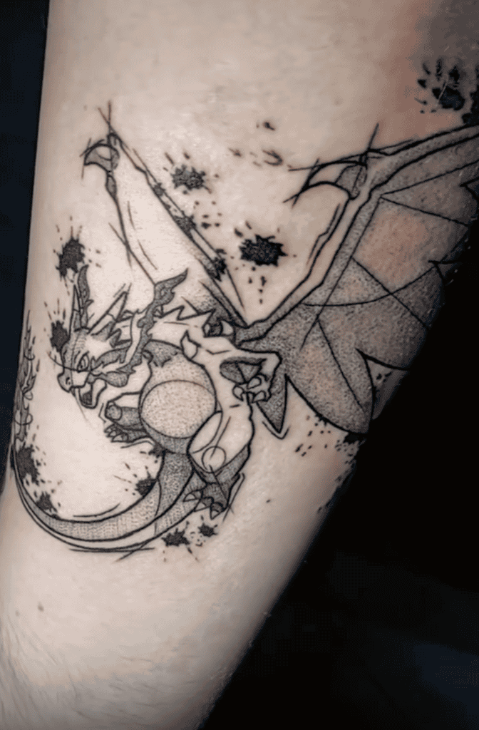 Mega Charizard X Simple Mega Pokémon Tattoo