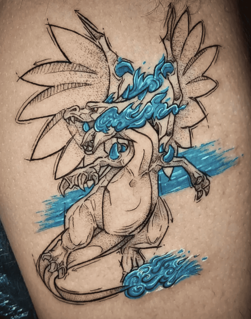 Mega Charizard X Sketch Mega Pokémon Tattoo
