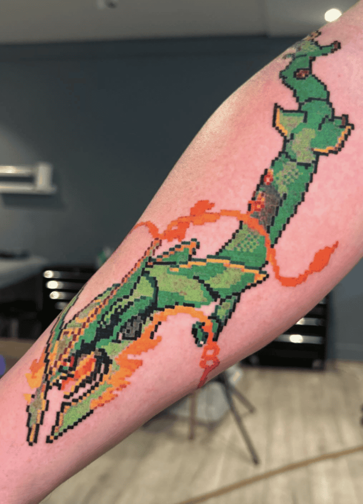 Mega Rayquaza Pixel Mega Pokémon Tattoo