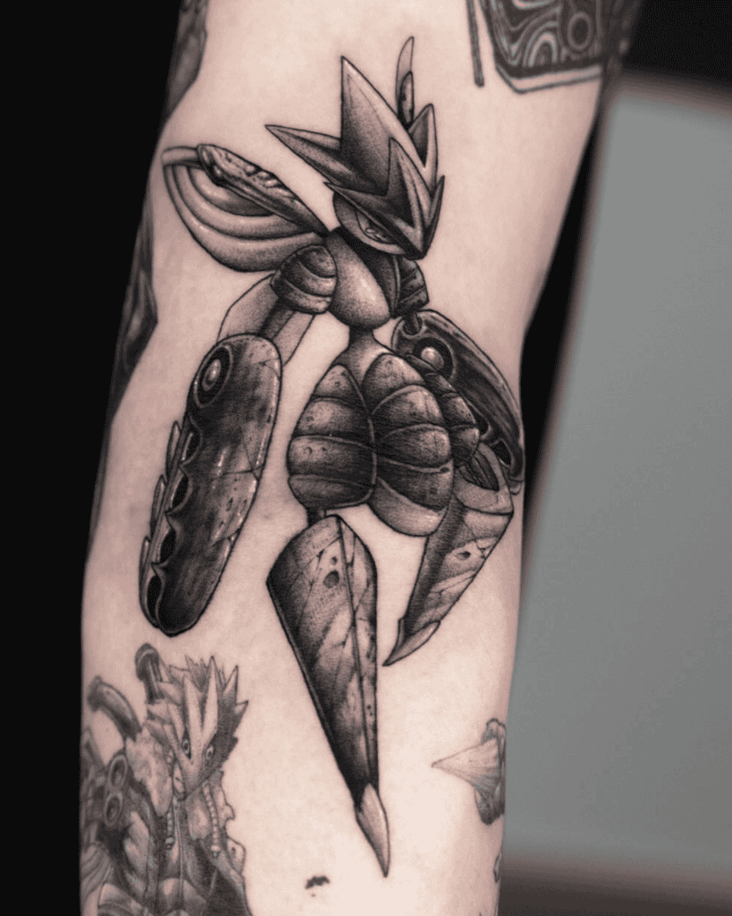 Mega Scizor Black and White Mega Pokémon Tattoo