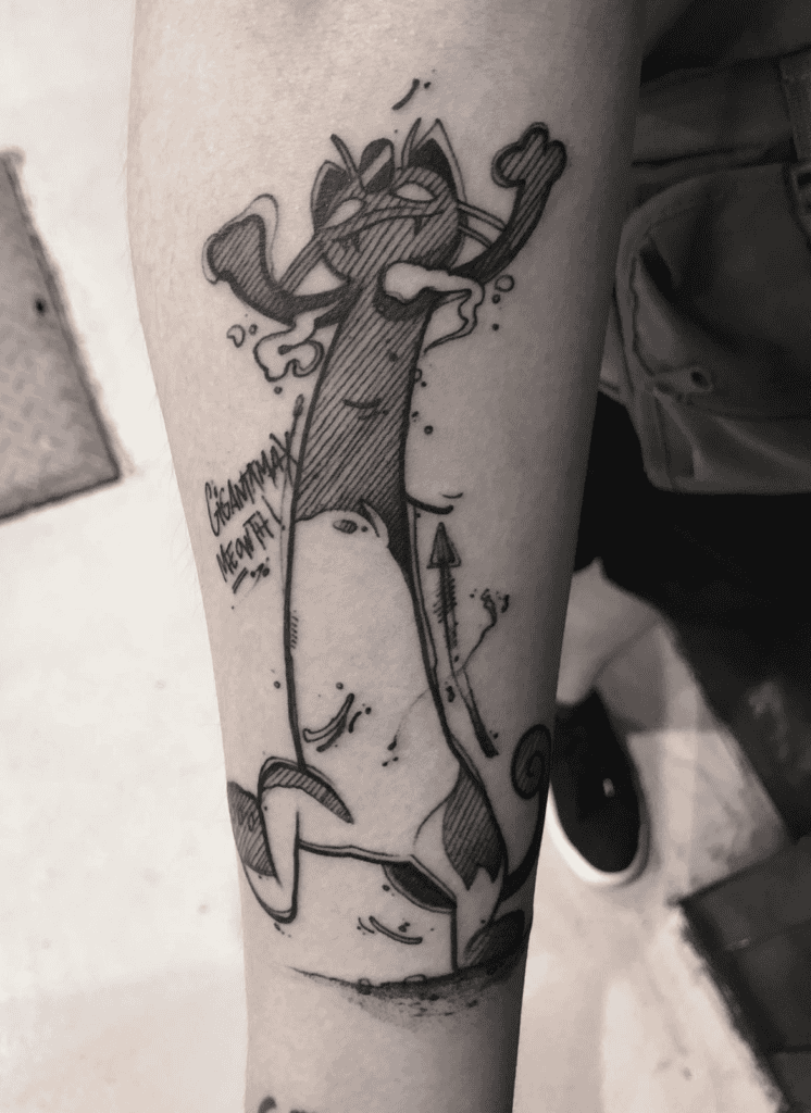 Meowth Gigantamax Sketch Pokémon Tattoo