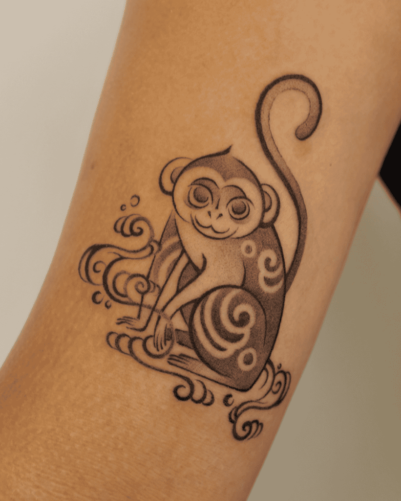 Monkey Chinese Lunar Zodiac Tattoo