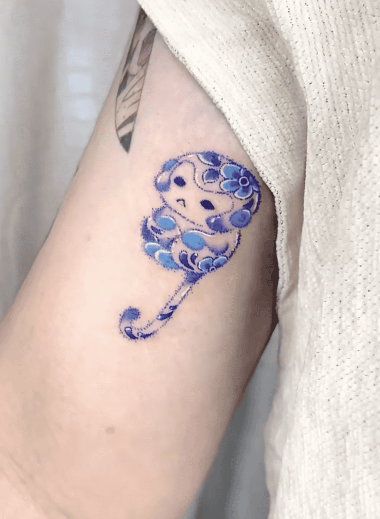 Monkey Porcelain Lunar Zodiac Tattoo