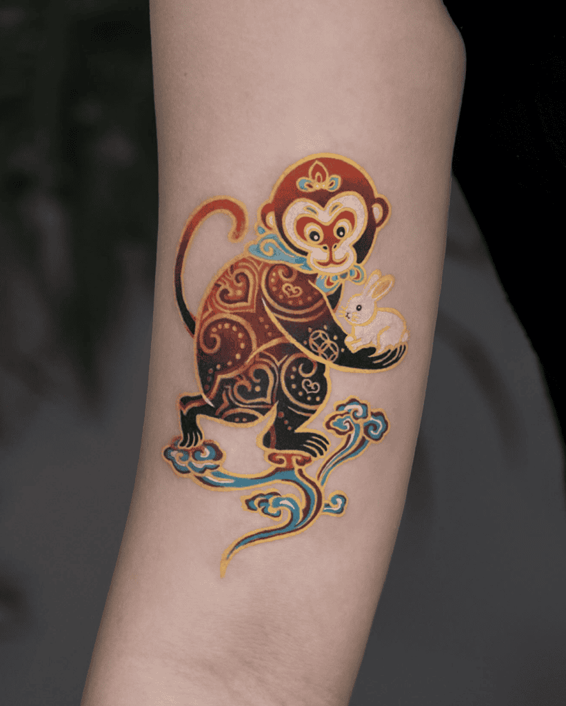 Monkey Rabbit Lunar Zodiac Tattoo